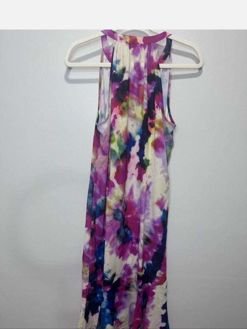 CAbi Watercolor Tie-Dye V-Neck Maxi Dress in Pink, Yellow, Blue - Picture 4 of 5